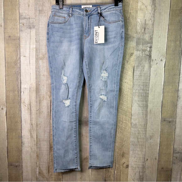 EVIDNT Los Angeles Size 27 Verona Skinny Cropped Ankle Distressed Raw Hem Jeans - Picture 1 of 15